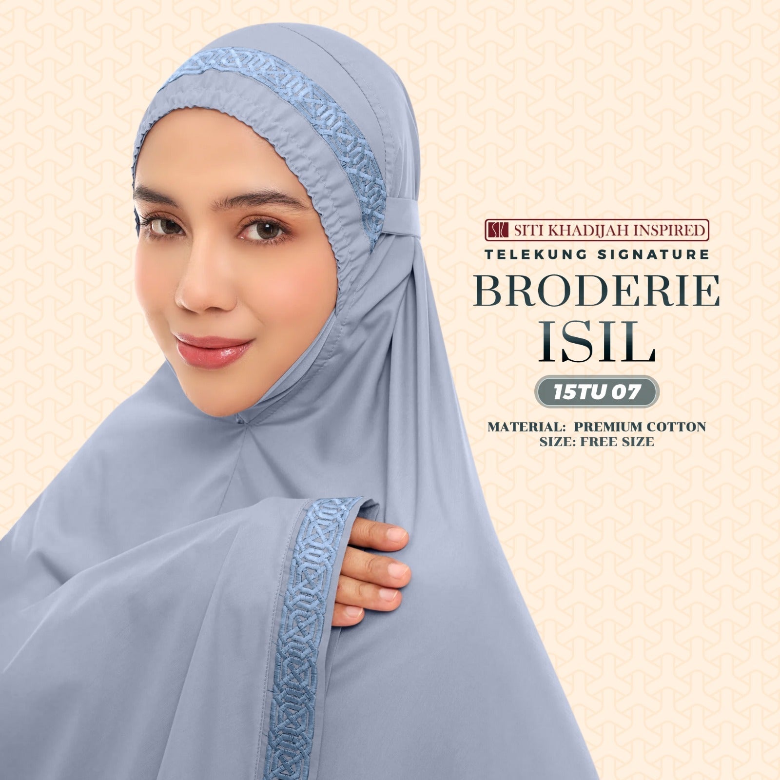 Telekung Siti Khadijah Inspired Broderie Isil Collection - Free Wovenbag (15TU)