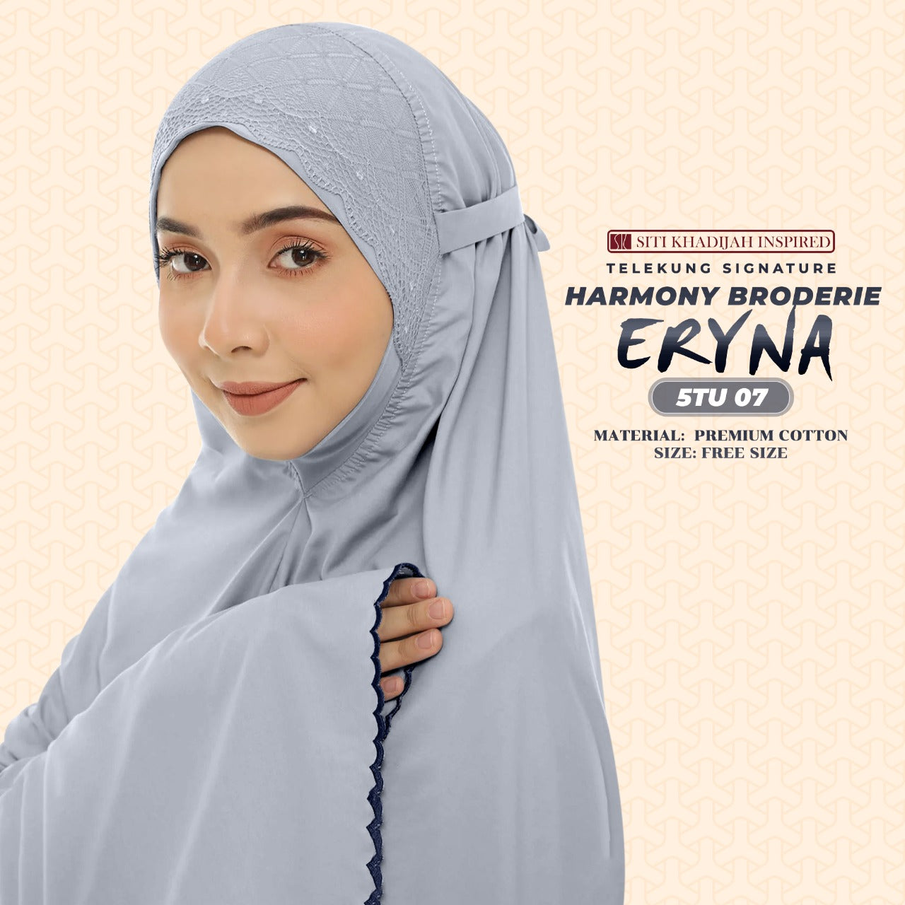 Telekung Inspired Siti Khadijah Harmony Broderie Eryna Collection Free Woven bag (5TU)