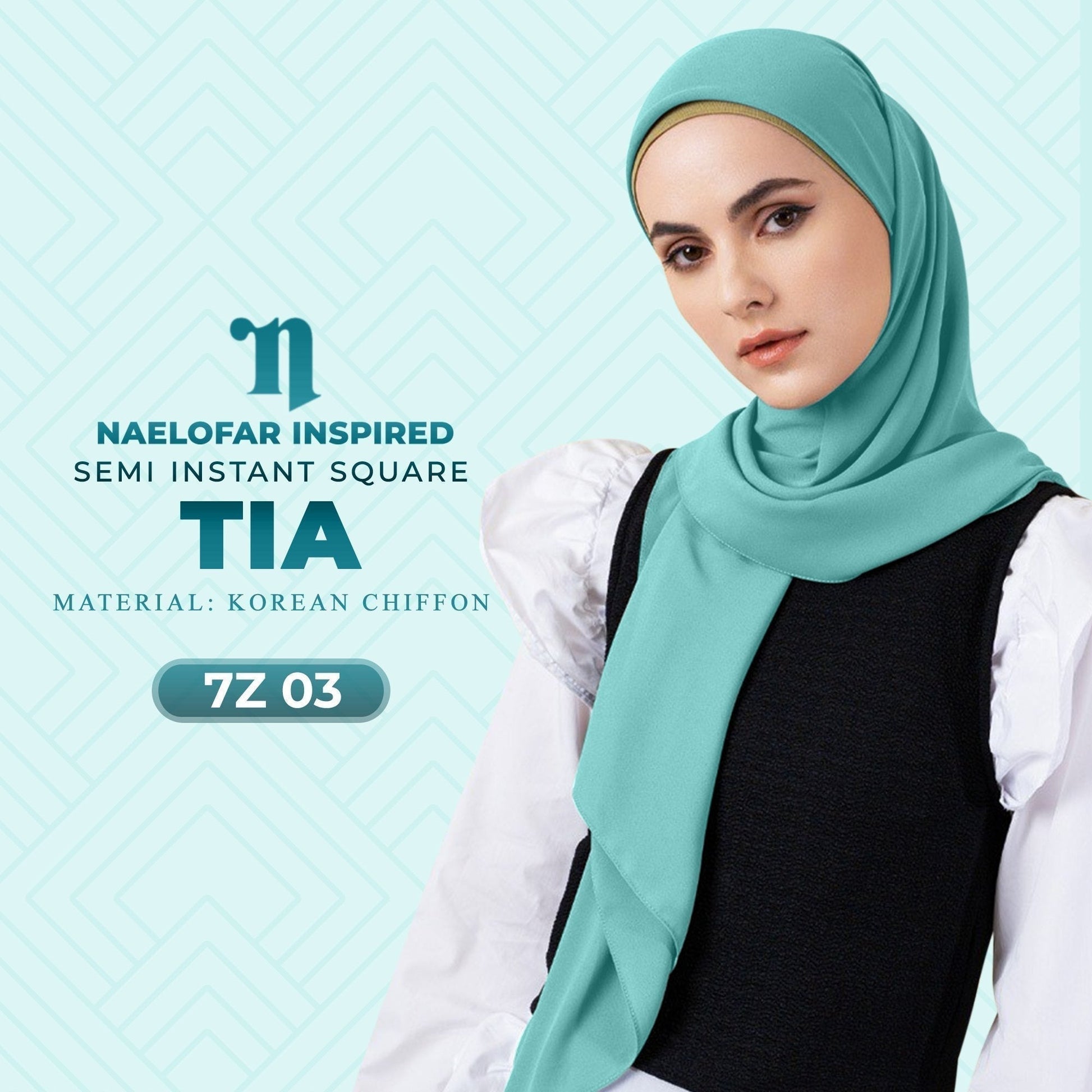 Naelofar Hijab Inispired TIA Semi Instant SQ Plain Collection (7Z)